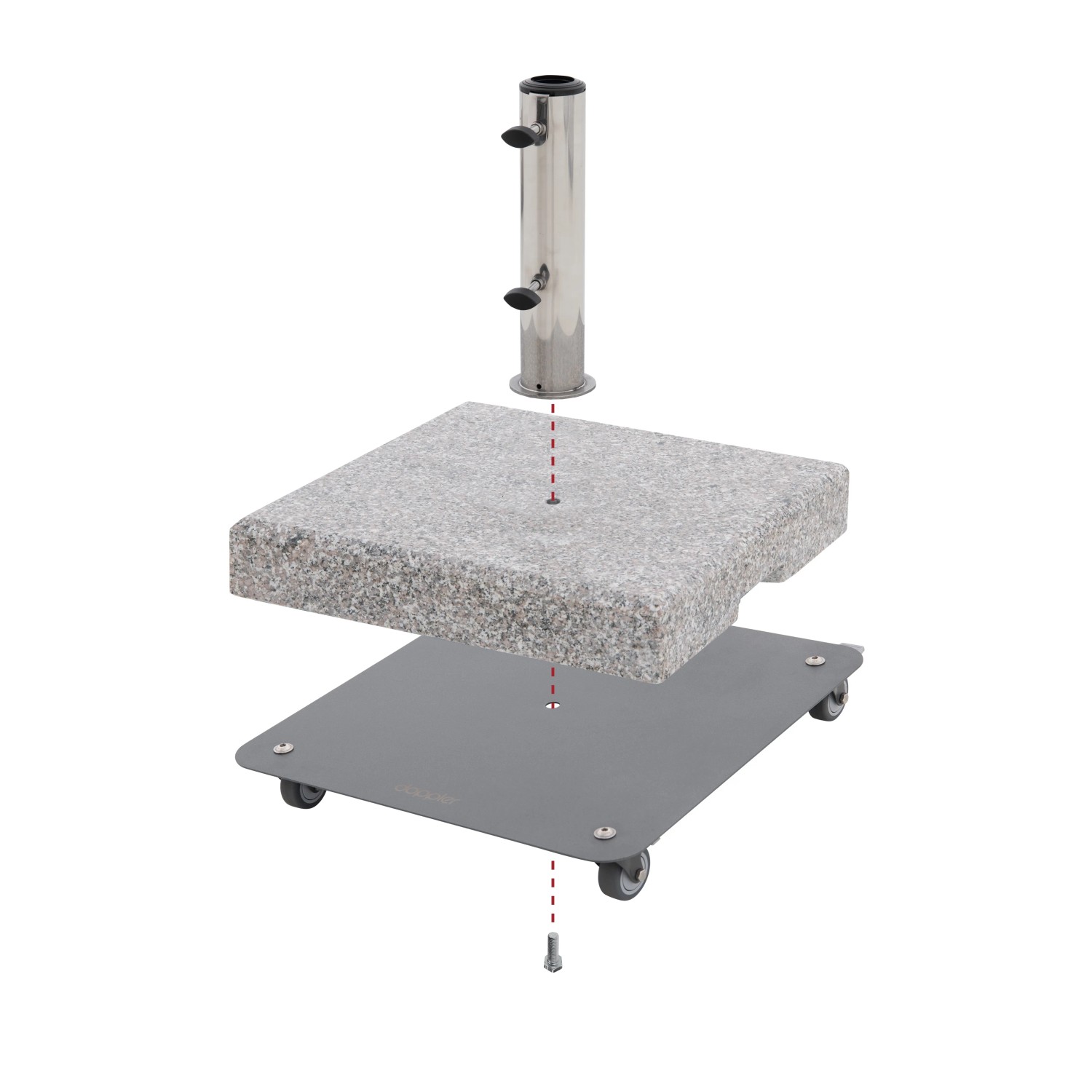 Doppler Fahrgestell Vario für Granitsockel 42x42 cm, anthrazit, mit Rollen für einfachen Transport.