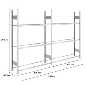 PROREGAL Reifenregal Tire Pro, verzinkt, 200x260x43cm, 3 Ebenen für bis zu 12 Reifen pro Ebene.