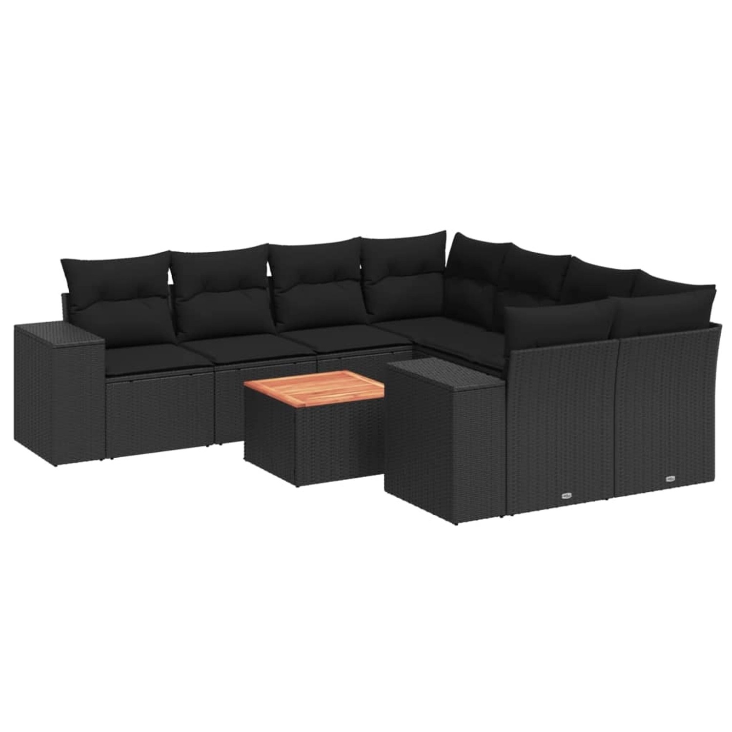 vidaXL 9-tlg Garten-Sofagarnitur mit Kissen Schwarz Poly Rattan Modell 105