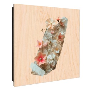 Banjado Schlüsselkasten aus Holz, 30x30cm, schwarzer Korpus, Motiv zarte Blütenkomposition.