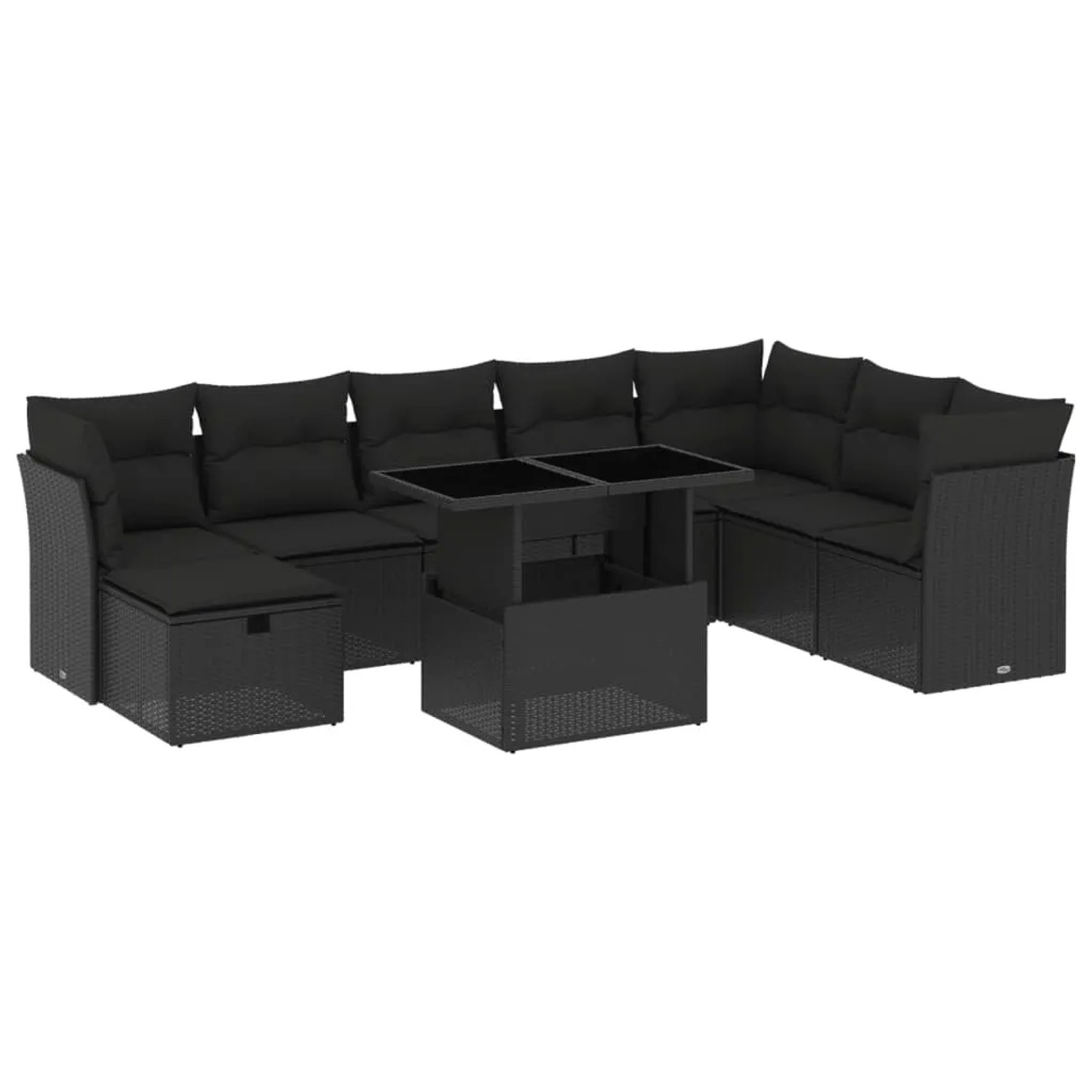 vidaXL 9-Tlg Garten-Sofagarnitur mit Kissen Schwarz Poly Rattan 3274705 günstig online kaufen