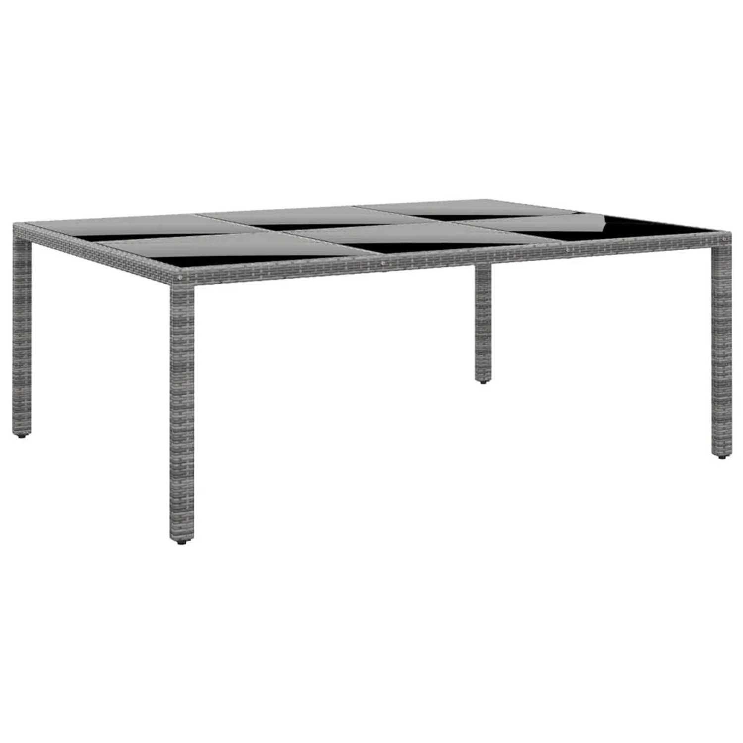 Furnicato Gartentisch 200x150x75 Cm Hartglas Und Poly Rattan Grau
