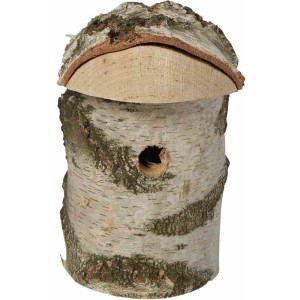 Siena Garden Nistkasten aus Birke Natur, ideal für Meisen, mit schwenkbarem Dach zur einfachen Reinigung.