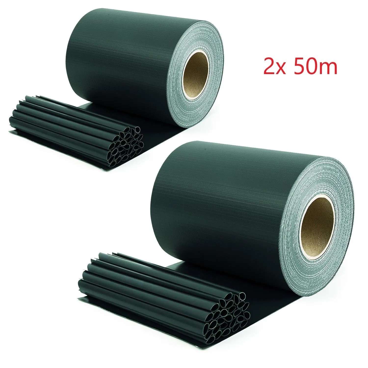 Sekey PVC Sichtschutzstreifen für Doppelstabmatten Blickdicht Sichtschutz 2x50m Grün