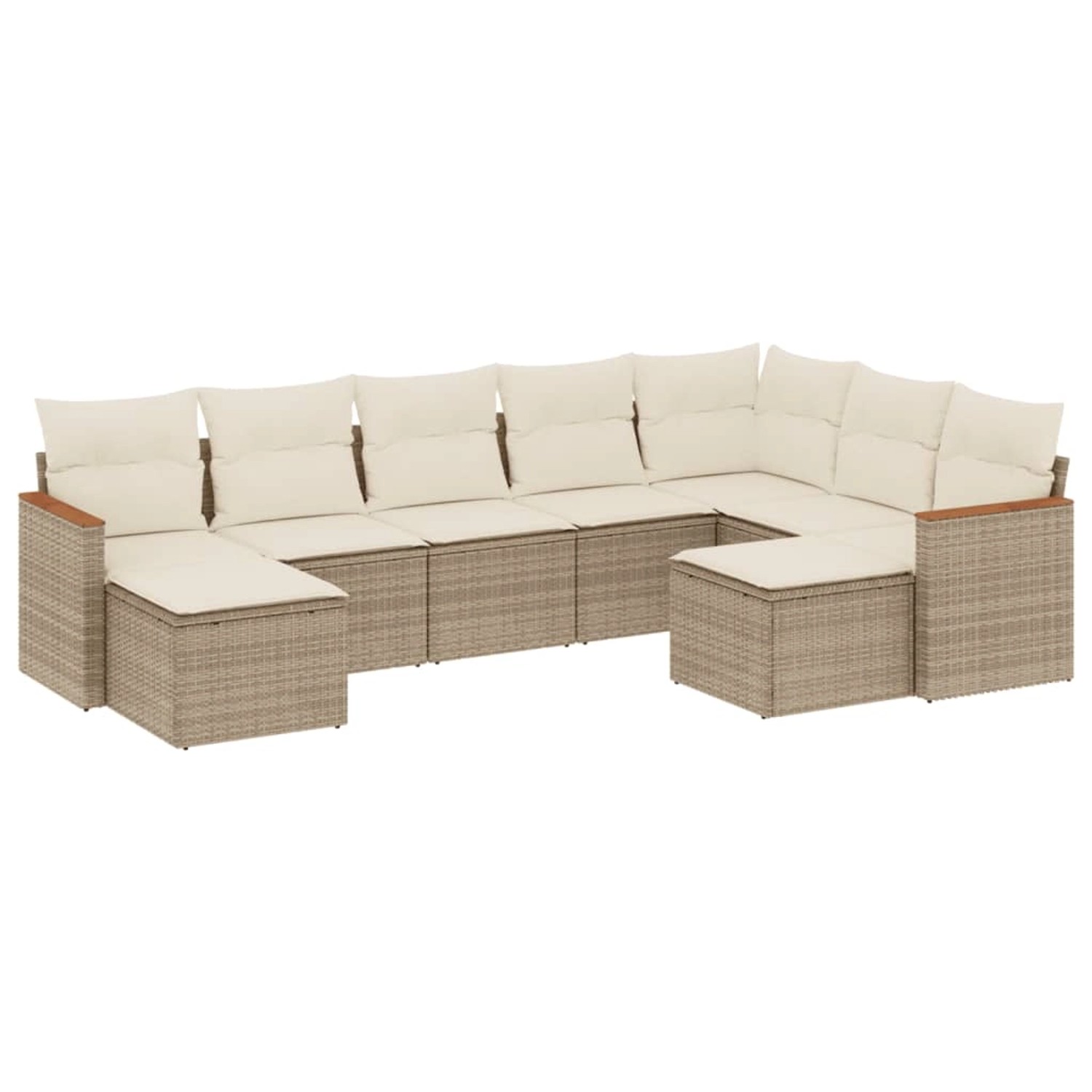 vidaXL 9-Tlg Garten-Sofagarnitur mit Kissen Beige Poly Rattan 3226541 günstig online kaufen