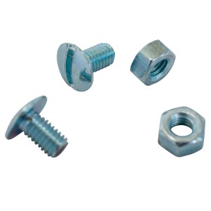 Schrauben und Muttern zur Befestigung von Regalböden, verzinkt.