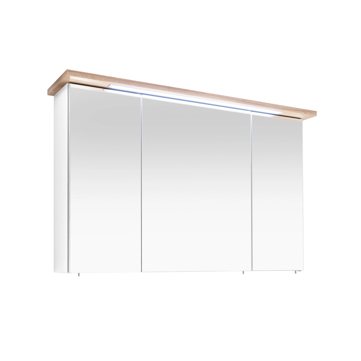 Pelipal Quickset 923 Spiegelschrank, 115 cm, weiß/Eiche, mit LED-Beleuchtung.