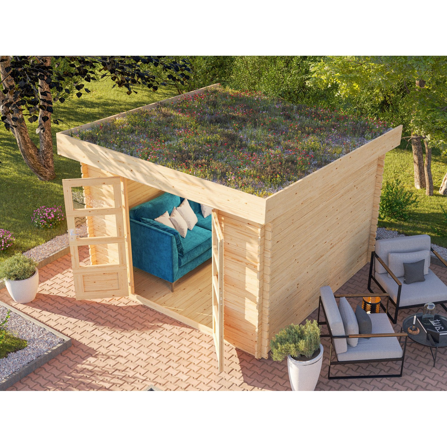 Karibu Gartenhaus Grünberg 5 Naturbelassen 7,84 m² günstig online kaufen