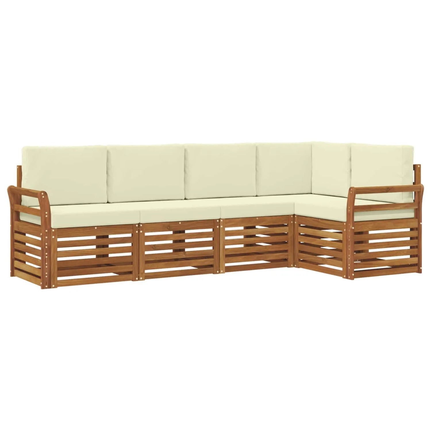 vidaXL Sofagarnituren 5 Tlg Natur und Creme Massivholz Akazie 3374810