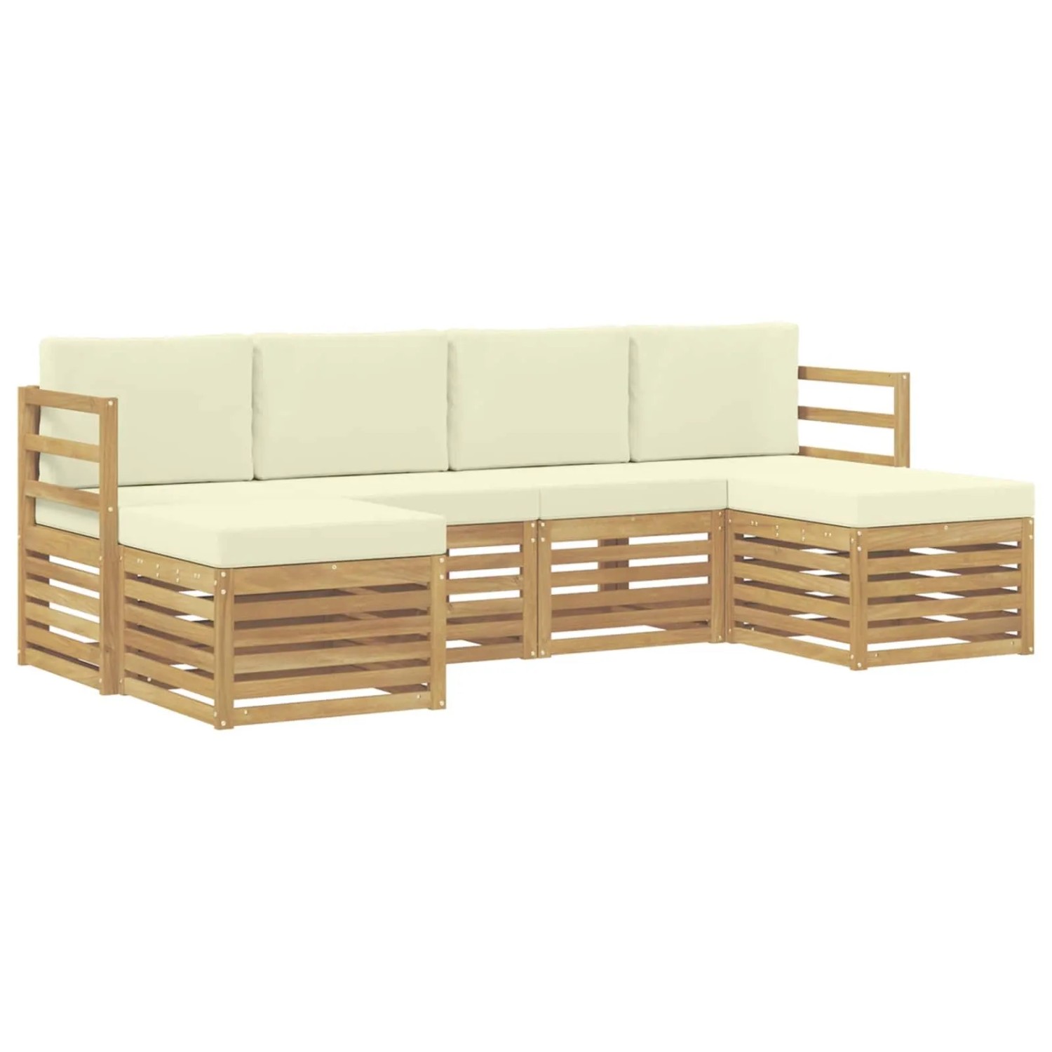 vidaXL Outdoor-Sofagarnitur 6-Tlg Weiß und Creme 245 x 122,5 x 73 cm 3392255