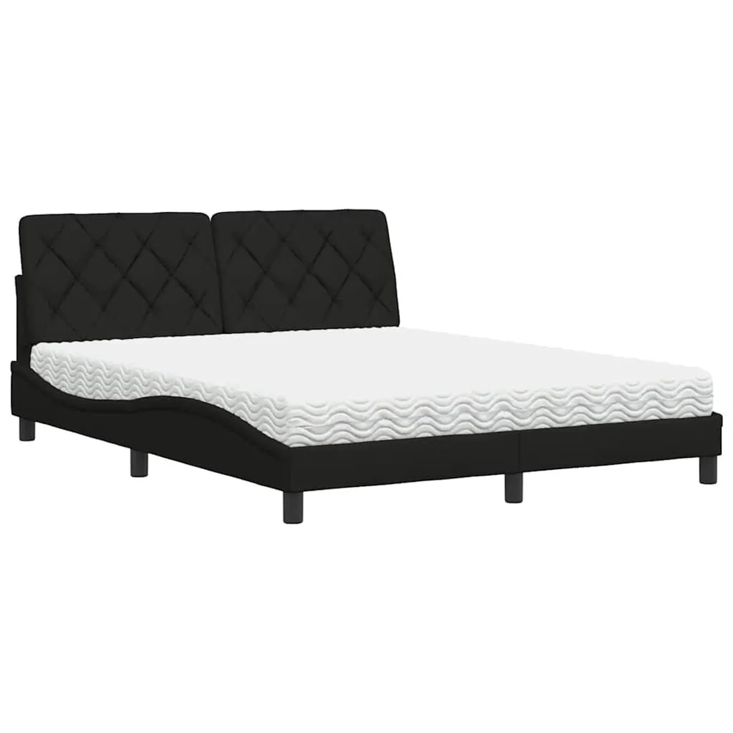 vidaXL Bett mit Matratze Schwarz 160x200 cm Stoff 3310750