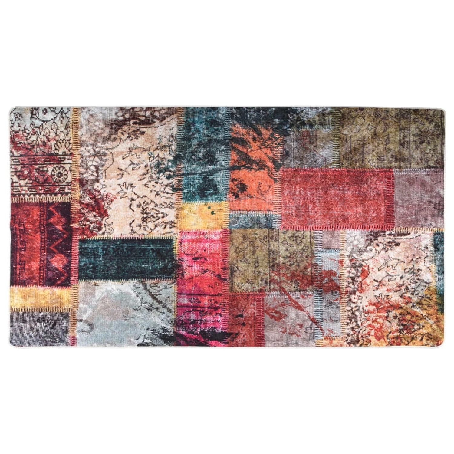 Teppich Waschbar Patchwork 190x300 Cm Mehrfarbig Rutschfest günstig online kaufen