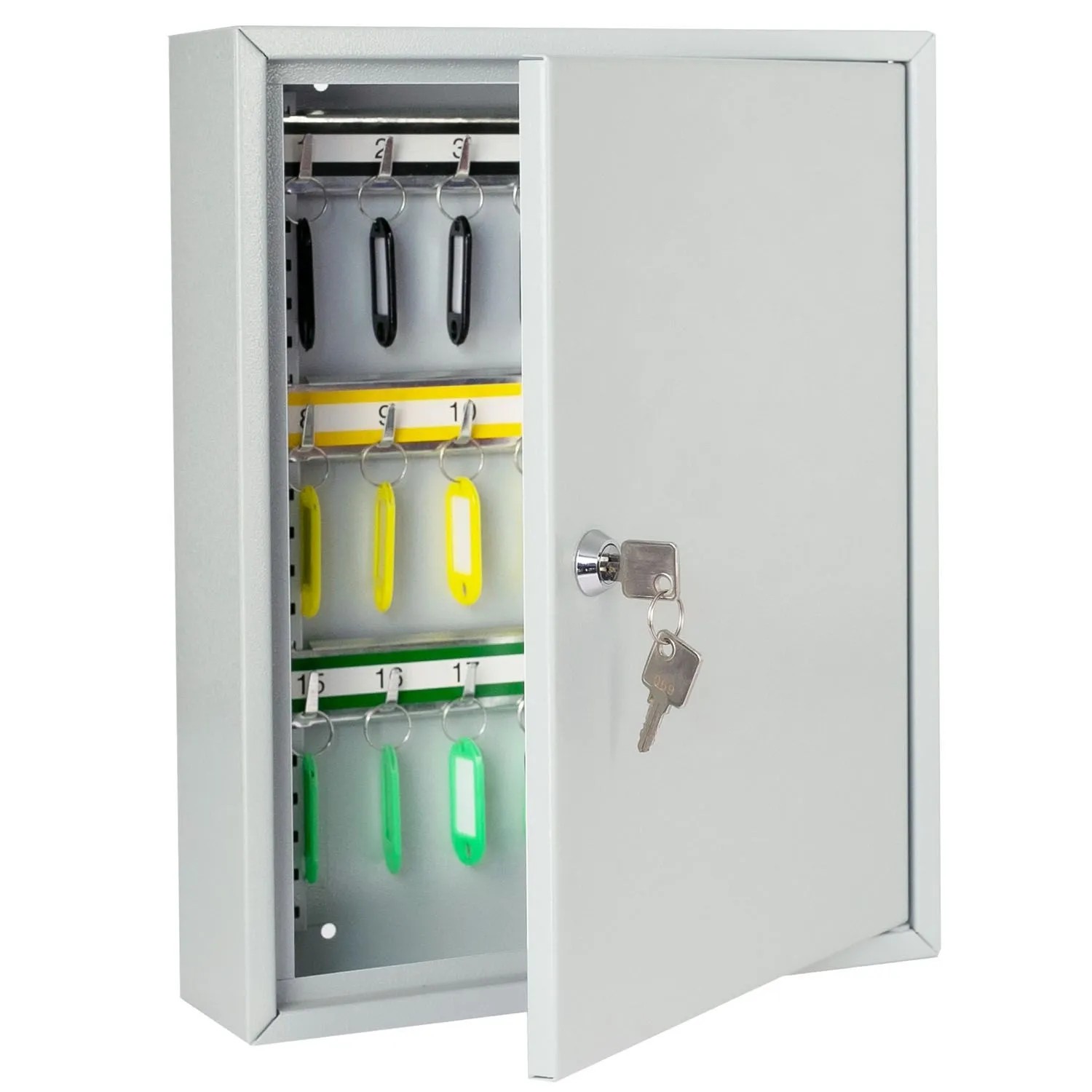 HMF 13542-07 Schlüsselschrank 42 Haken 35 x 27 x 8 cm Lichtgrau günstig online kaufen