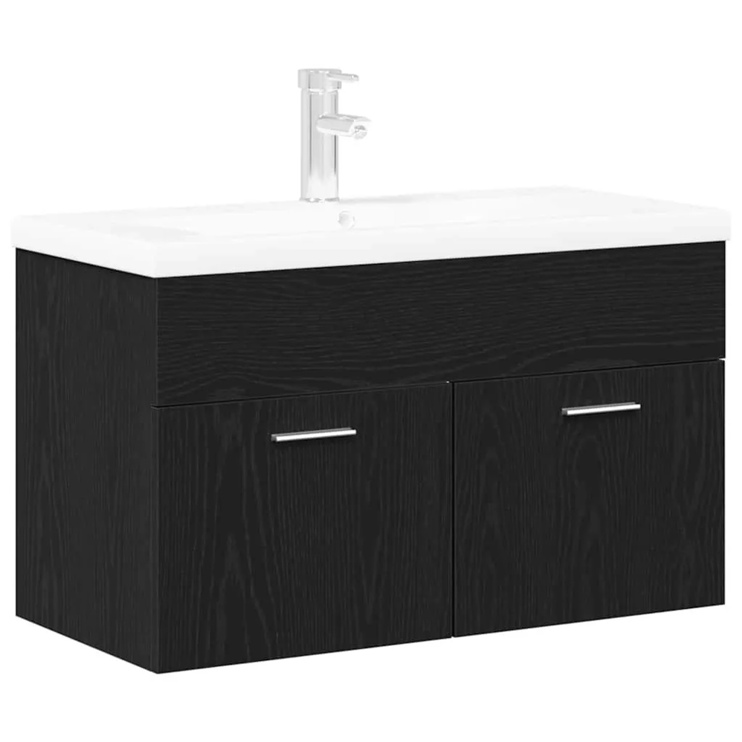 vidaXL Badezimmerschrank Schwarz Eichen-Optik 90 x 38,5 x 46 cm 3333136 günstig online kaufen
