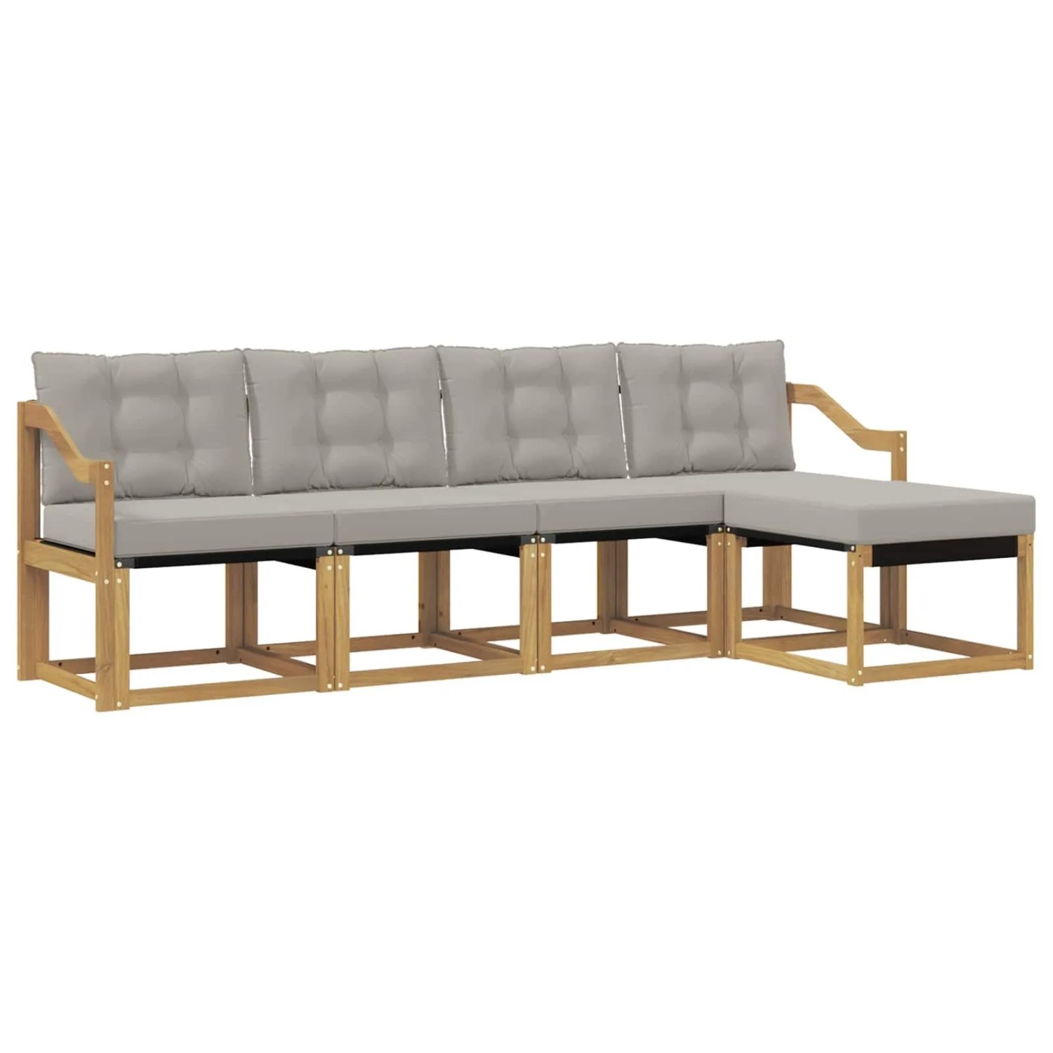 vidaXL Outdoor-Sofagarnitur mit Kissen 5-Tlg Weiß und Hellgrau 3389389