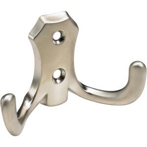 Vernickelter Hettich Mantelhaken aus Zinkdruckguss, 47x77x30mm, für die Garderobe.