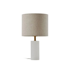 Lindby Tischlampe Alabaster Skandinavisch in Creme aus Textil 1-flammig E27 Wohnzimmerleuchte