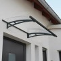 Palram Canopia Aquila 1.5 x 0.9 Vordach in Anthrazit mit klarer Acrylglas-Eindeckung.