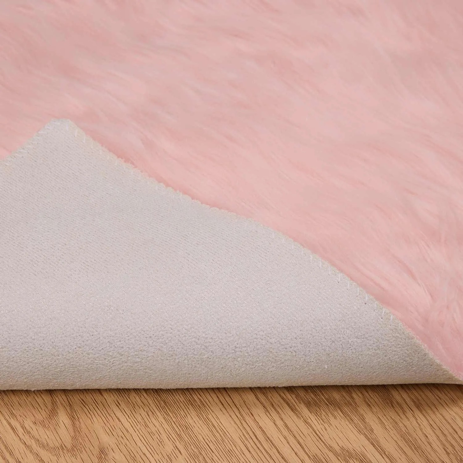 vidaXL Kunstschaffell Teppich Tafalla Rosa 120 x 120 cm Polyester 42021553_8