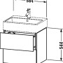 Duravit L-Cube Waschbeckenunterschrank, weiß hochglanz, 58,4 cm breit, mit zwei Schubladen.
