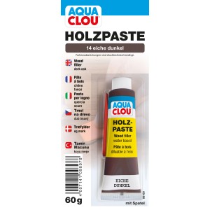 Clou Holzpaste, wasserverdünnbar, Farbton Eiche dunkel, 60 g, zum Ausbessern von Holzschäden im Innenbereich.