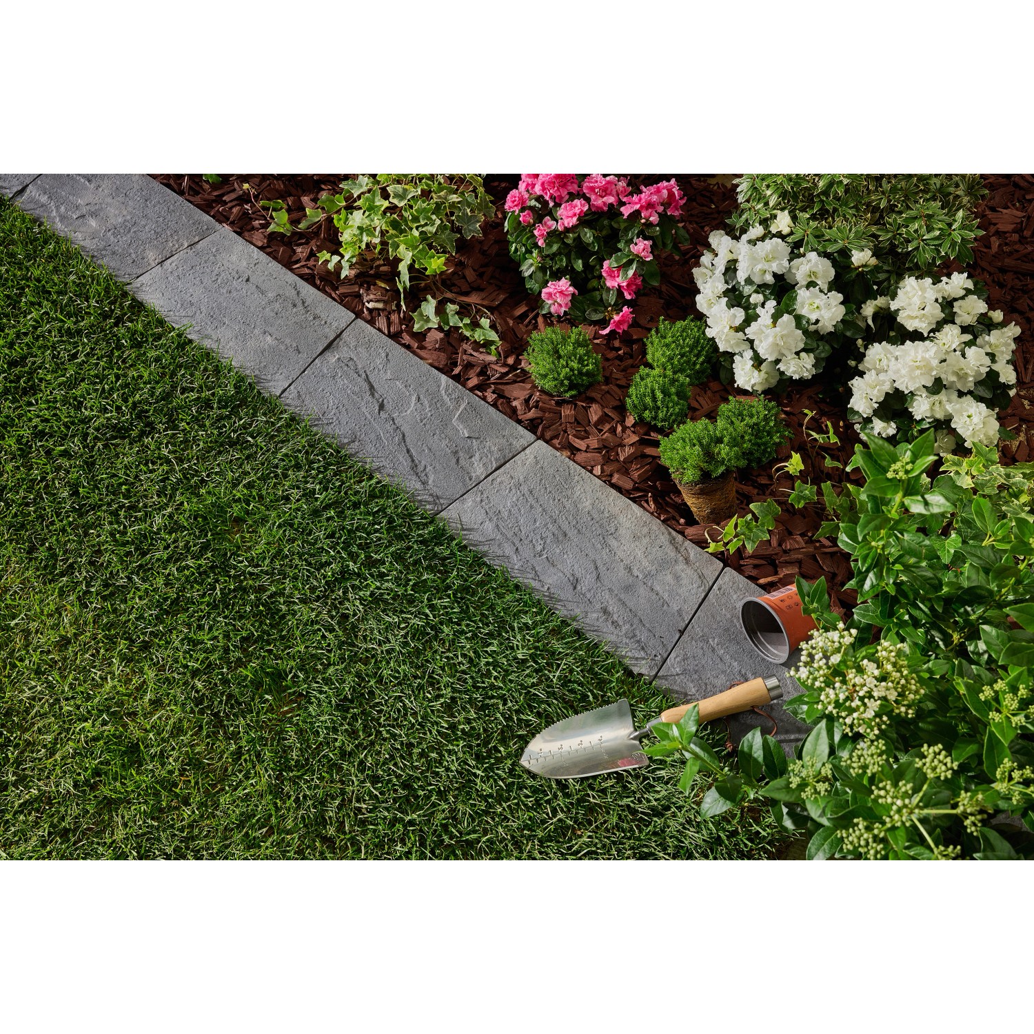 Kann Rasenkante Nativa 35 cm x 20 cm x 4 cm Grau-Anthrazit kaufen