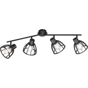 Schwarze Fischer & Honsel Deckenleuchte Tilda, 4-flammig mit Lampenschirmen in Gitterform.