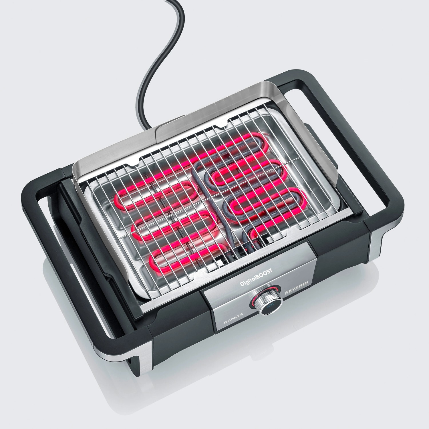 Severin Tischgrill PG 8114 SENOA DigitalBOOST mit Edelstahl-Grillrost und Heizelementen.