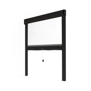 Schwarzes Avosdim Insektenschutzrollo aus Aluminium für Fenster und Türen, 150x220cm.