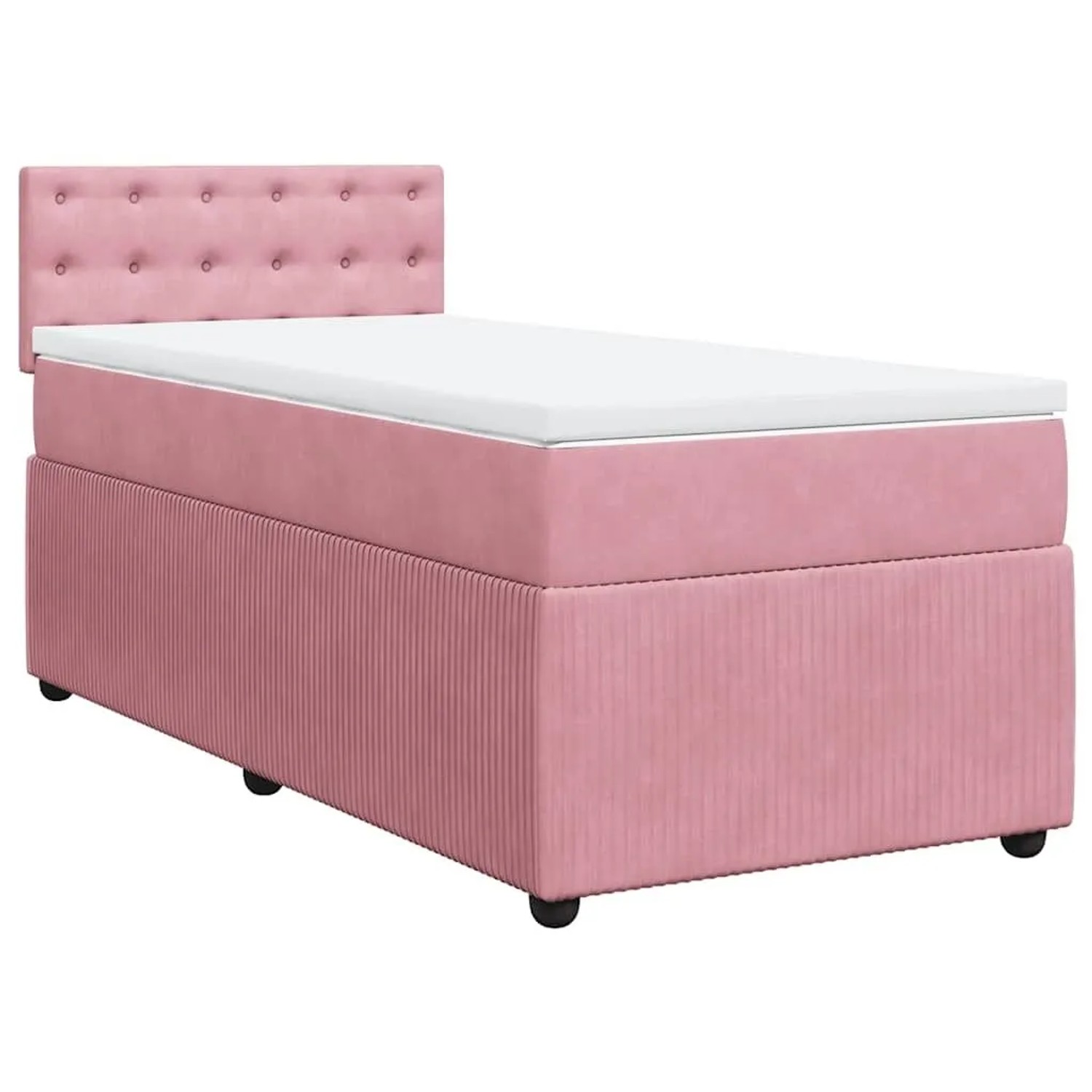 vidaXL Boxspringbett mit Matratze Rosa 100x200 cm Samt 3289979