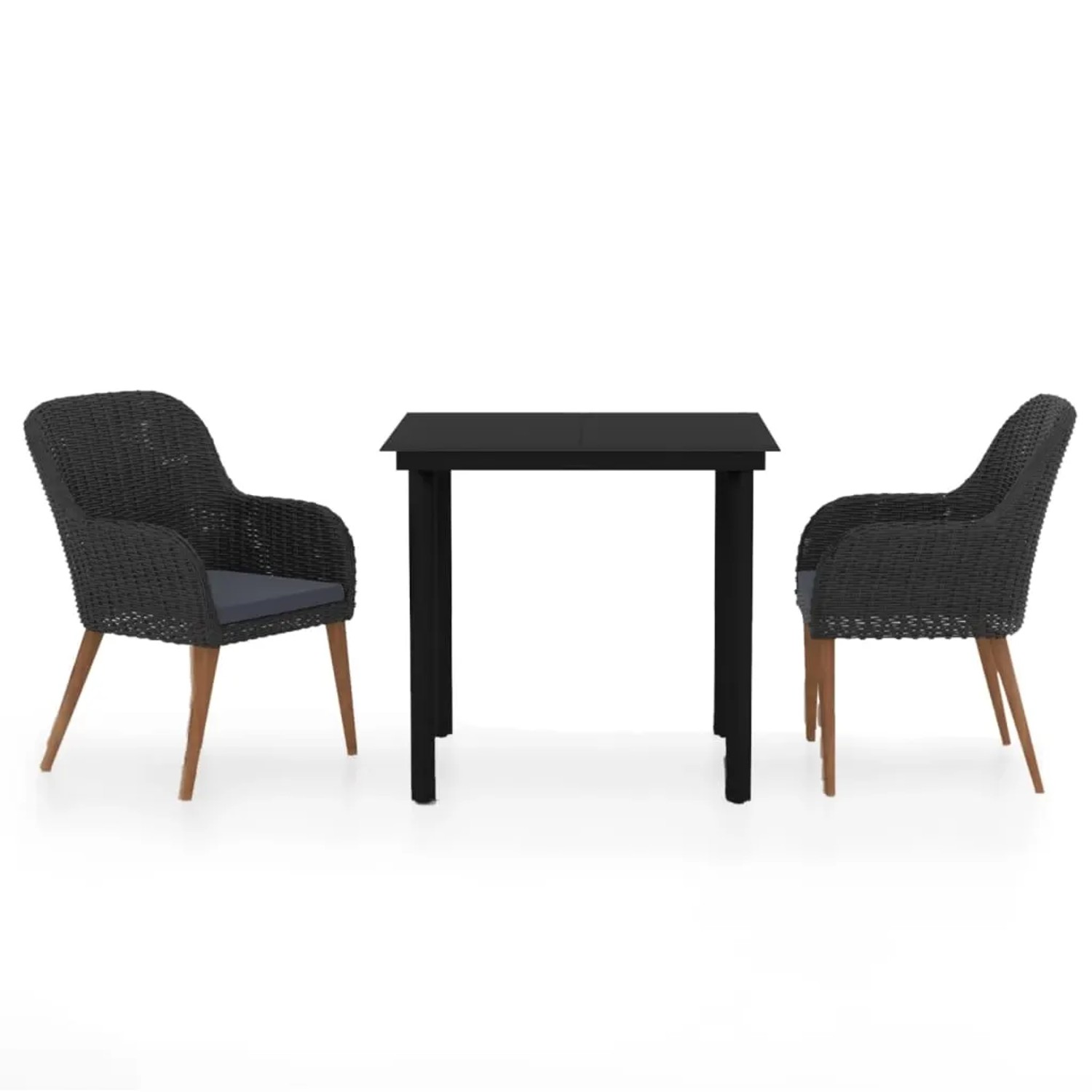 vidaXL 3-Tlg Garten-Essgruppe mit Kissen Schwarz 3099505
