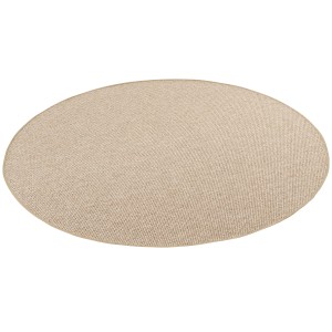 Runder, brauner Snapstyle Bentzon Natur Flachgewebe Teppich, 100cm Durchmesser.