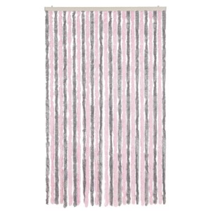 vidaXL Fliegenvorhang, silbergrau und rosa, 118x220 cm, Chenille-Vorhang