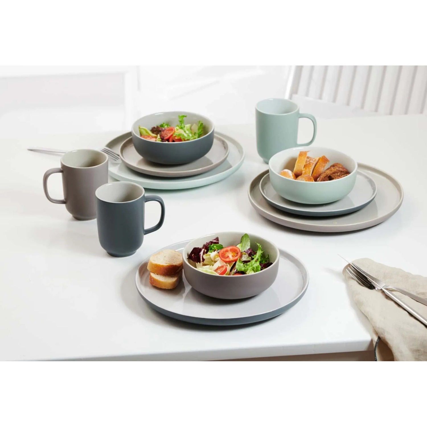 Ritzenhoff & Breker Jasper Set di piatti e ciotole da 12 pezzi, bacca, servizio da tavola in gres porcellanato, stoviglie soft touch e smalto opaco colorato