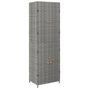 Grauer vidaXL Gartenschrank aus Polyrattan, 59x40x180 cm, ideal für Büro und Garten.