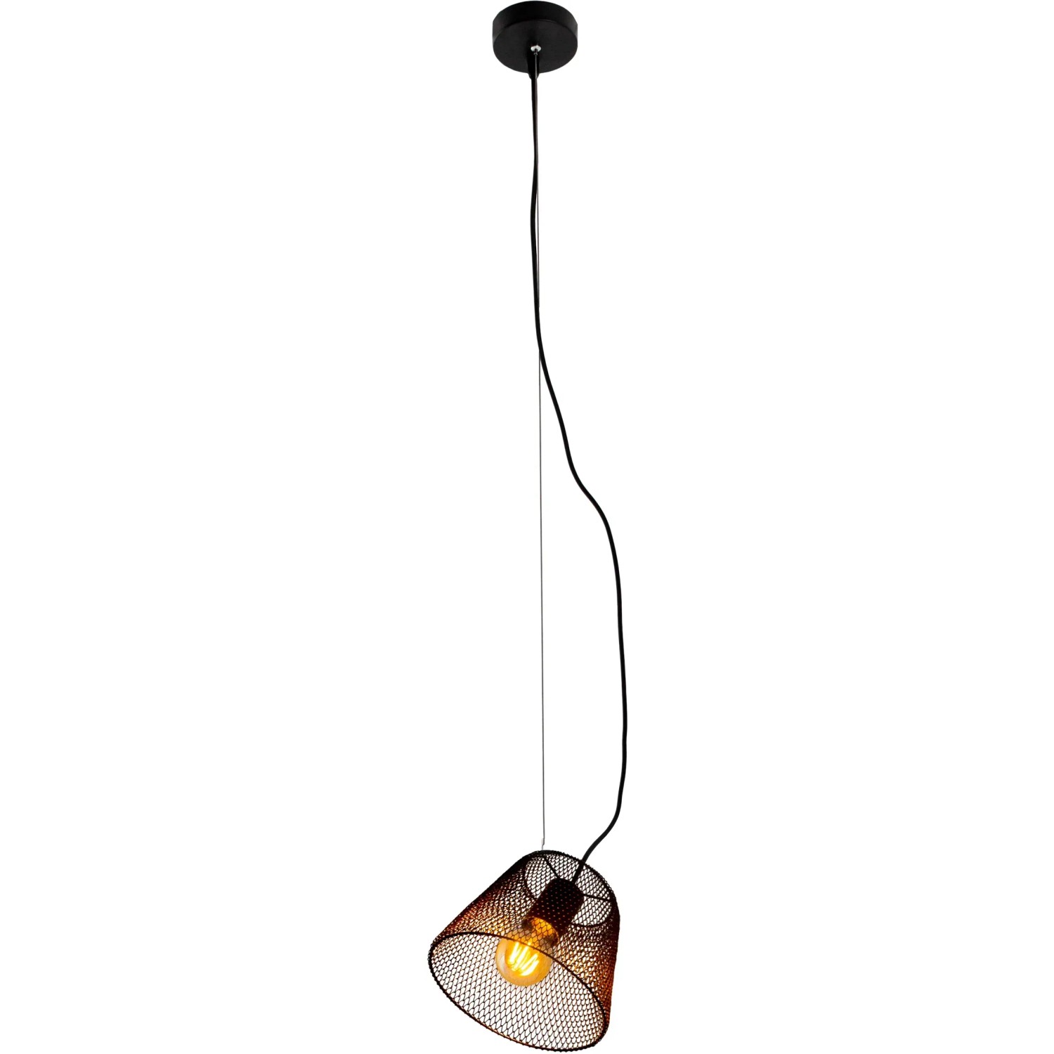 Schwarze Näve Pendelleuchte Korie Ø 20 cm mit Gitterschirm im Industrial Style.