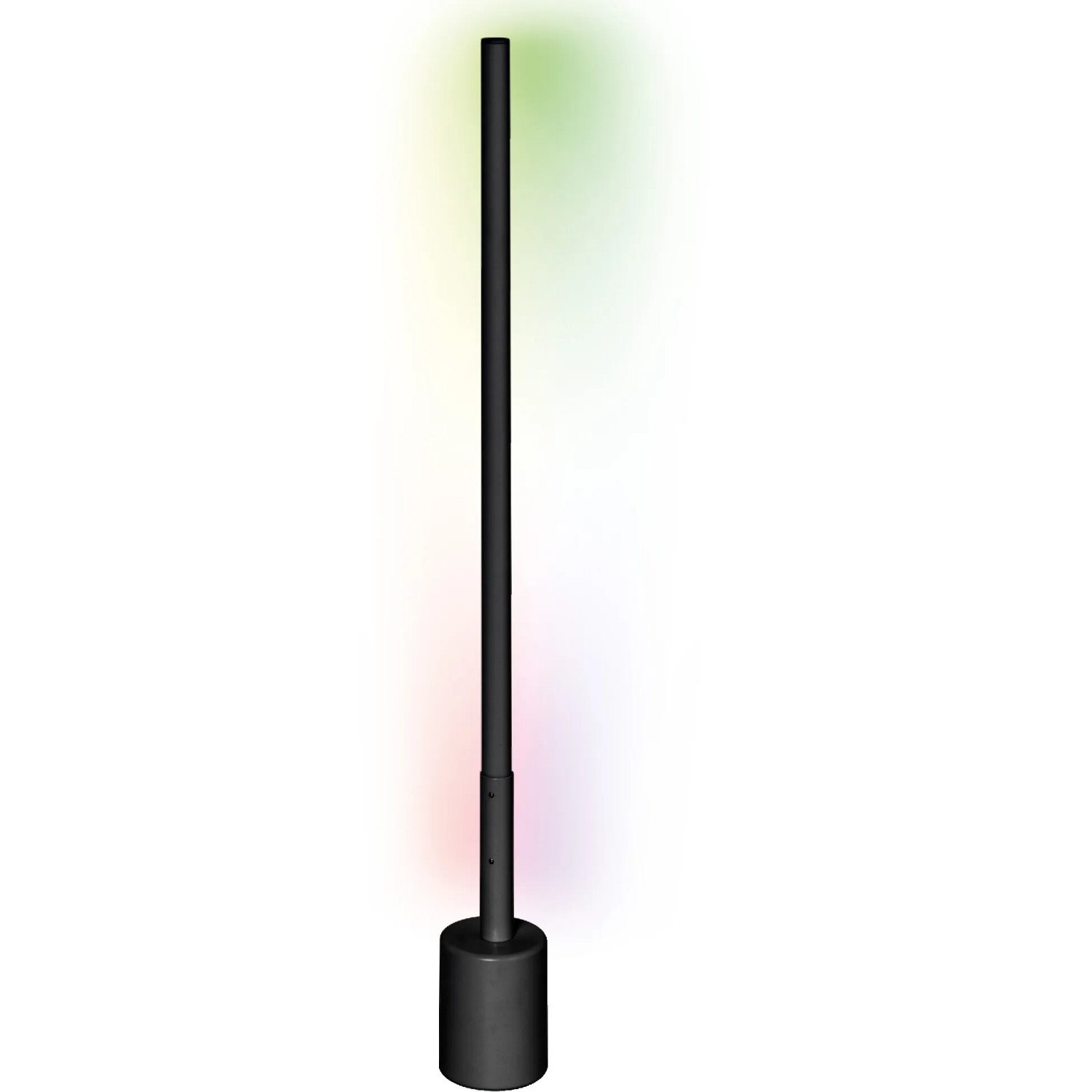 Schlanke, schwarze Ledvance Smart+ WiFi Stehleuchte mit indirekter RGB-Beleuchtung, 80 cm hoch.