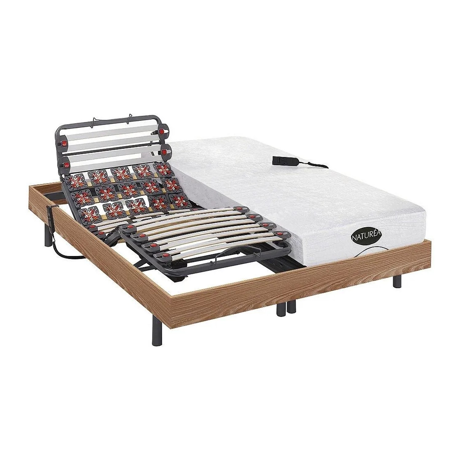 Vente-unique Bett Mit Elektrischem Lattenrost Damysos Naturfarben Hell 200 cm  71 cm