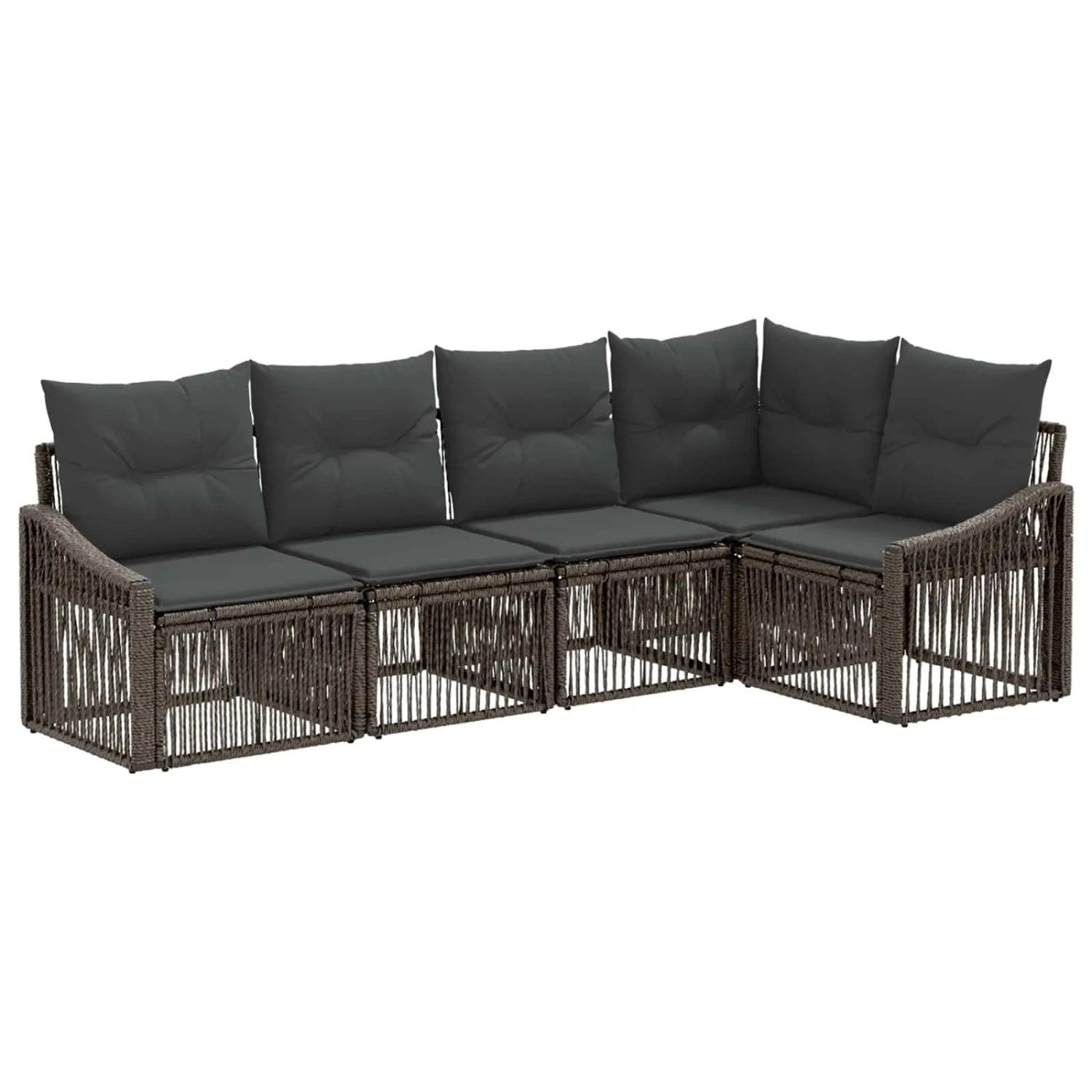vidaXL Gartensofa-Set 5-Tlg Grau Poly-Rattan 3436004
