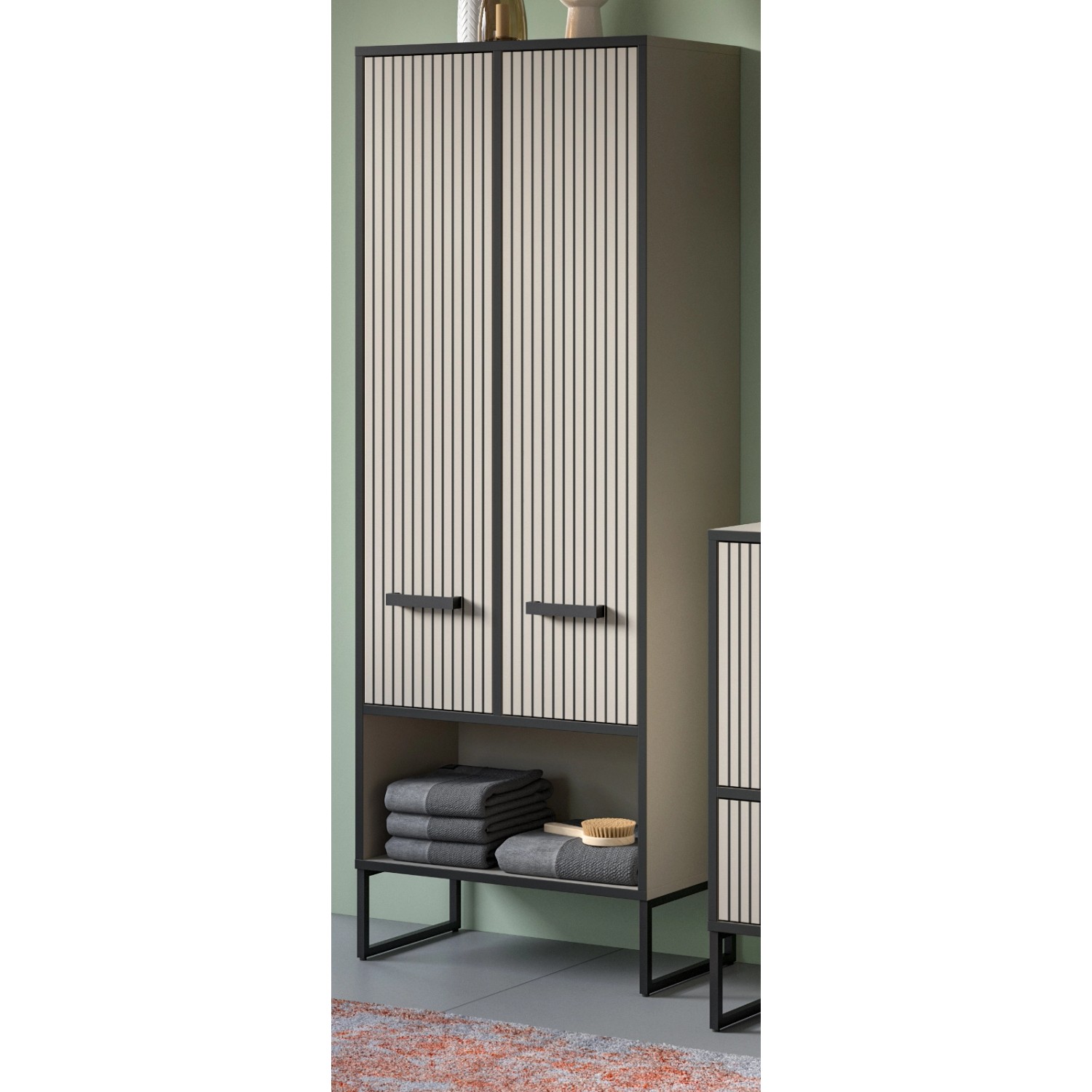 Inn.Furn Badezimmer Hochschrank in Sand 59 x 159 cm Scana