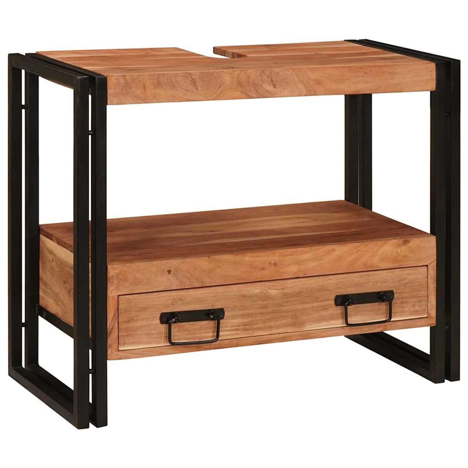 vidaXL Waschbeckenunterschrank mit Regal Massivholz Akazie und Eisen 410277 günstig online kaufen