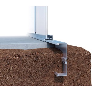 KGT Fundamentrahmen Callas III aus Aluminium zur sicheren Gewächshaus-Befestigung im Erdreich.