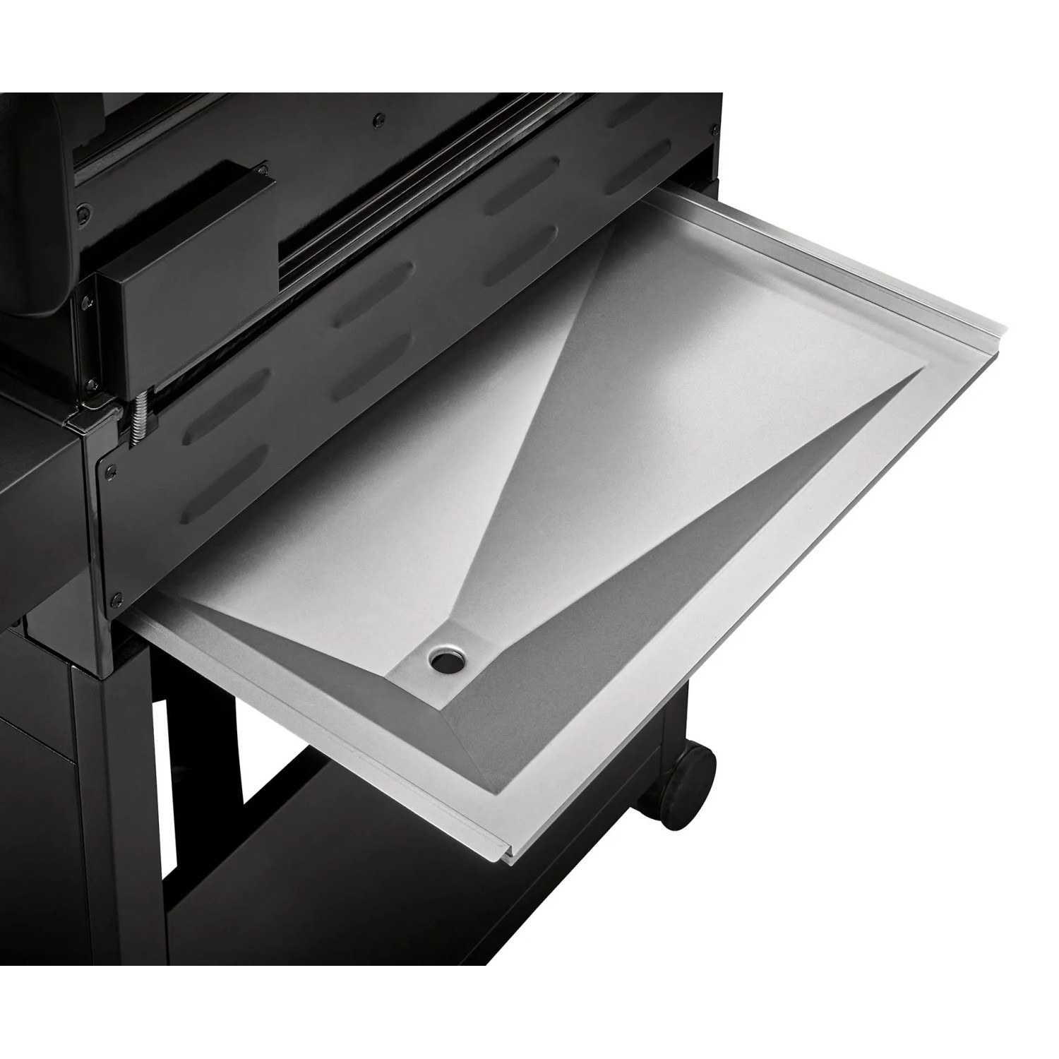 Abtropfschale des Enders Gasgrill Hyde 3 Sikr Turbo mit 3 Brennern und Seitenkocher.