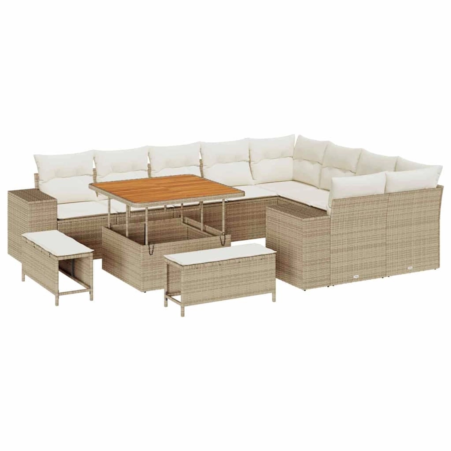 vidaXL Garten-Sofa-Set 12-Tlg Beige Poly Rattan 3362036 günstig online kaufen