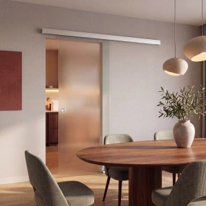 Doorlegro Glasschiebetür 1-flügelig Satiniert 1.025 mm x 2.175 mm Silber