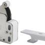 Druckschnäpper mit Türöffnungsfunktion, Stahl vernickelt, für Möbeltüren und Schubladen.
