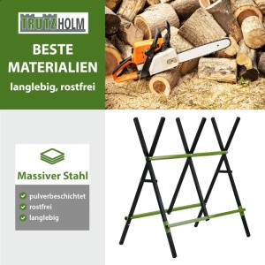TRUTZHOLM Holzsägebock Klappbar Stahl Pulverbeschichtet 100 kg Traglast Schwarz Grün