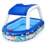 Bestway Family Pool Sea Captain mit Sonnendach, 213x155x132 cm, blau-weiß mit kindlichem Design.