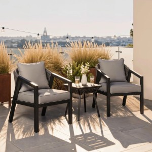 Bessagi Garden Balkonset Bela Hellgrau Hellgrau Outdoorstoff/Metall