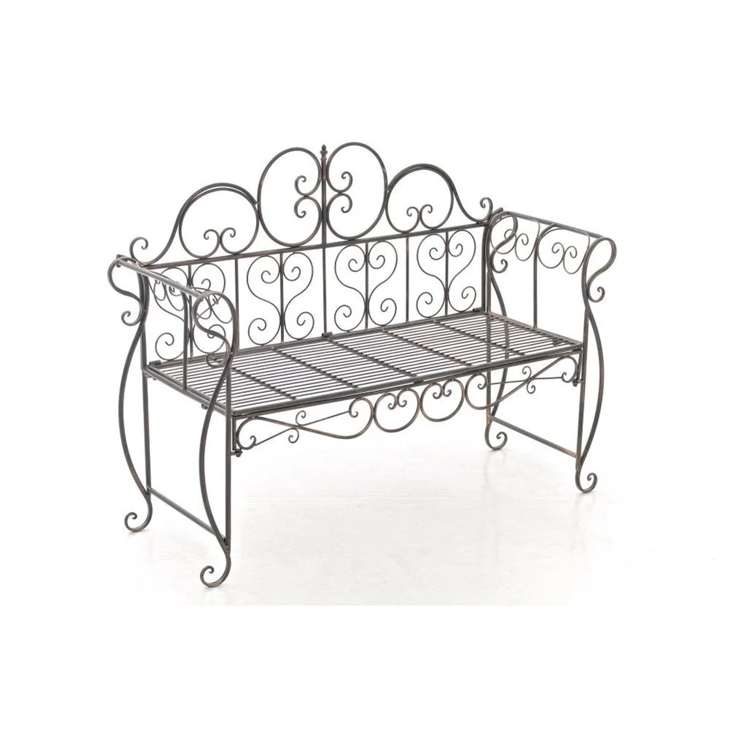 DELUKE Gartenbank LENAR Metall Bronze 128x46x94cm Metallbank Garten 2 Seitzer Bank Terrasse Vintage Antik Gartenbank